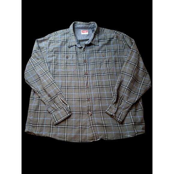 WRANGLER PREMIUM QUALITY Mens Chore Barn Shirt Size 3XL Plaid Front Pockets - Picture 2 of 6